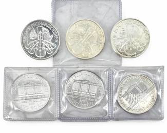 6pc 1oz Austrian Philharmonic Fine Silver Coins
