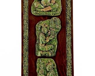 El Arte Azteca Malachite and Wood Wall Art
