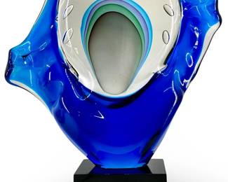 Signed Luigi Mellara Murano Art Glass Sculpture
