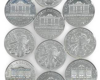 10pc 1oz Austrian Philharmonic Fine Silver Coins
