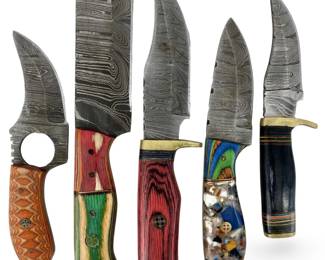 5pc Handcrafted Damascus Steel Bladed Knives
