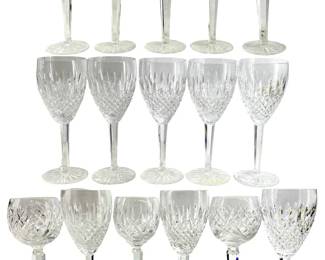 Geometric Crystal Cut Waterford Wine Glasses
