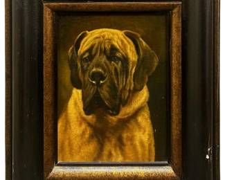 Signed Bullmastiff Oil on Canvas
