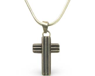Signed Darrell Yazzie Sterling Cross Pendant
