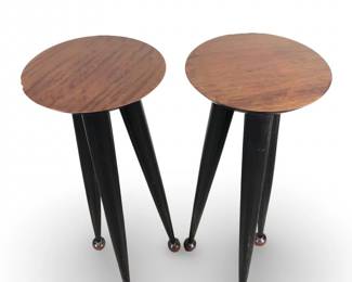 Pair Signed D.Green Mid Century Wood Side Tables

