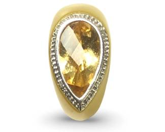 Remarkable Yellow Jade Diamond Citrine Ring
