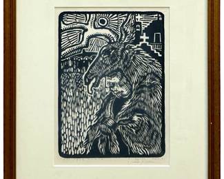 Signed Julian Robles “Taos Deer Dance" Lithograph
