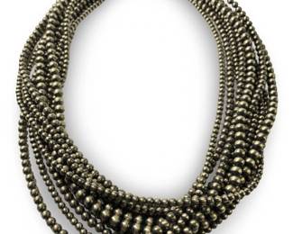 Gorgeous 10 Strand Sterling Bead Necklace
