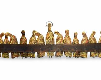 Mexican Polychrome Metal “The Last Supper" Art

