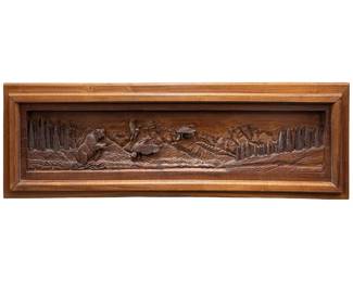 Signed C.K. Hand Carved Wooden Forest Art
