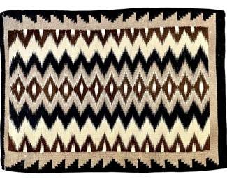 Antique Geometric Neutral Brown Navajo Rug
