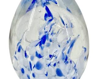 Clear and Blue Art Glass Paperweight
