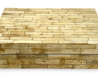 Vintage Wood and Bone Paneled Dresser Box
