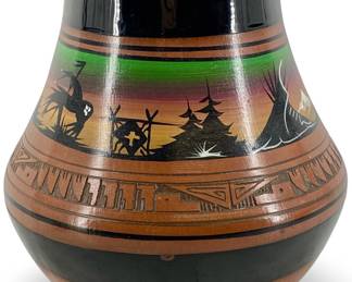 Signed Native American Diné Terracotta Vase

