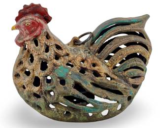 Cast Iron Hen Hanging Candle Holder Garden Decor
