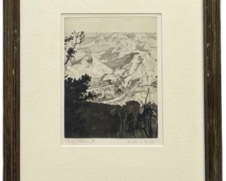 Signed Walter E. Bohl “Canyon Shadows" Etching
