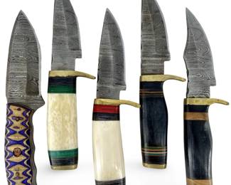 5pc Vintage Damascus Knives
