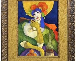 Signed Tom Barnes “Wild Woman" Watercolor
