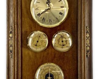 Vintage Wood and Brass London Weather Station
