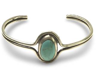 Vintage Southwest Sterling Silver Turquoise Cuff
