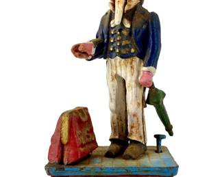Hand Painted Cast Iron Uncle Sam Coin Bank
