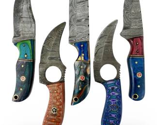 5pc Damascus Knife and Sheathe Collection
