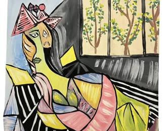 Signed Attributed Picasso Abstract Mixed Media
