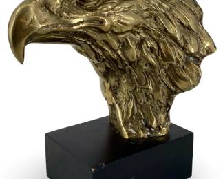 Vintage Brass Mounted Eagle Head Sculpture

