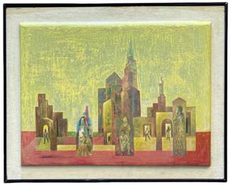 Signed Vdper Abstract Paint on Wood Panel
