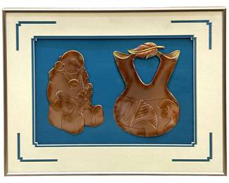 Vintage Native American Embossed Metal Art
