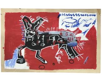 Signed Attributed Basquiat Acrylic on Paper
