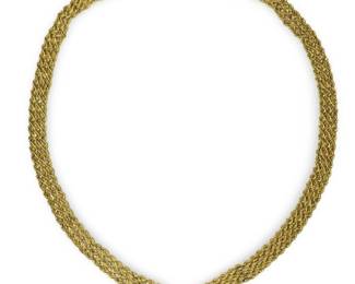 14Kt Yellow Gold Triple Layer Choker Necklace
