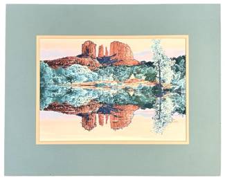 Signed J.T. Edward “Red Rock Crossing" Lithograph
