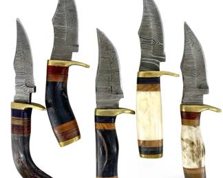 5pc Damascus Sheathed Knives
