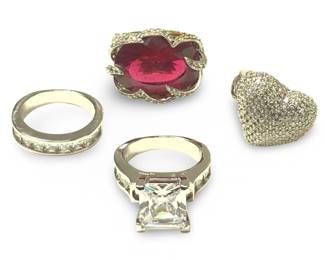 (4) Phenomenal Sterling Silver Gemstone Rings
