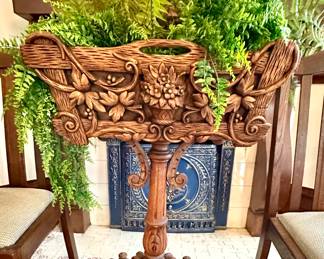Carved "Black Forest" Style Planter