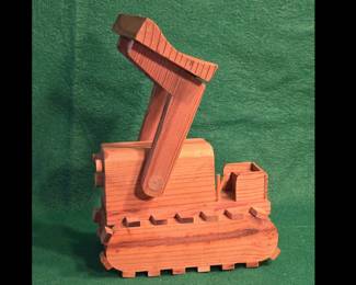 handmade wooden bulldozer