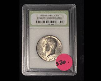 2 1976 D Kennedy half dollars graded BU