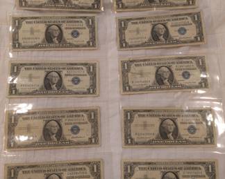 10 1957 One Dollar Silver Certificates