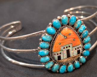 Navajo Sterling with Turquoise Cuff
