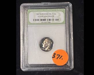 1987 S Roosevelt dimes graded dcam gem prrof