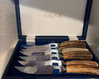 Scully & Scully Natural Staghorn Handle Steak Knives | Set of 6 | New in Box 