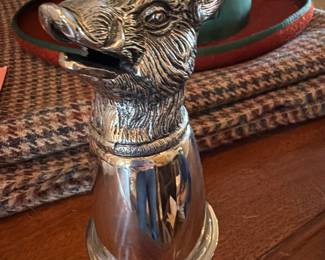 1970s Gucci boars head stirrup cup