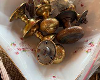 Antique brass and copper door knobs