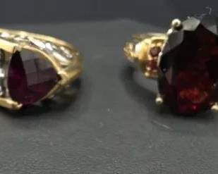 Vintage 14k Pearcut Rubellite Tourmaline Estate 925 Garnet With Side Detail
