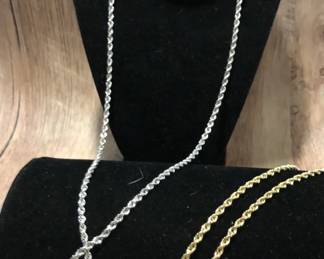 14kt White Gold Yellow Gold Rope Chains From Peru