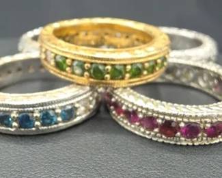 Five Stackable Rings Sonia B 14kt Multigemstone