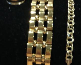 Extra Wide Gold Jabel Wedding Band P14k Napier Gold Colored Link Charpas 14k Double Link Charm