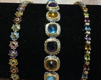 MultiGemstone Bracelets Featuring Stones Amethyst, Blue Topaz, Citrine, Garnet, and Peridot 14kt