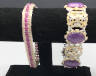 Gems In Vogue Sterling Silver Two Toned Bracelet BBJ Sterling Silver Oval Gemstone Tennis Bracelet